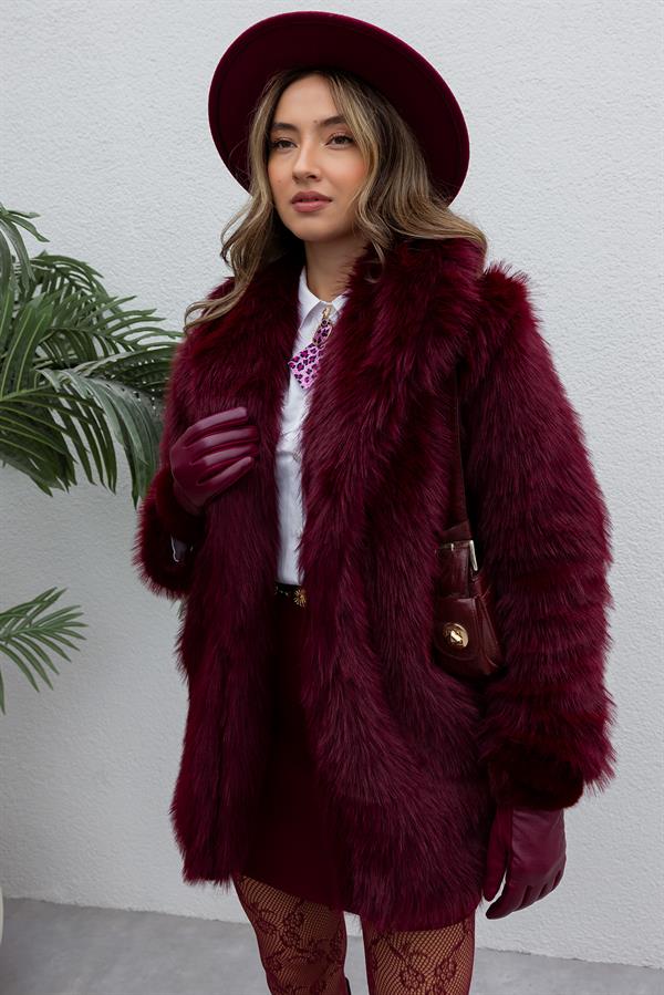 Şal Yaka Kürk - BORDO