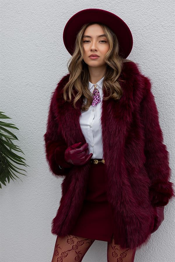 Şal Yaka Kürk - BORDO
