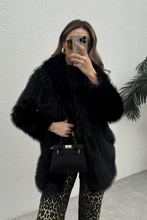 Şal Yaka Kürk - SİYAH