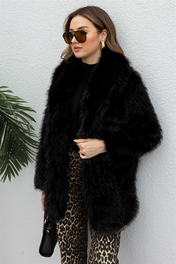Şal Yaka Kürk - SİYAH