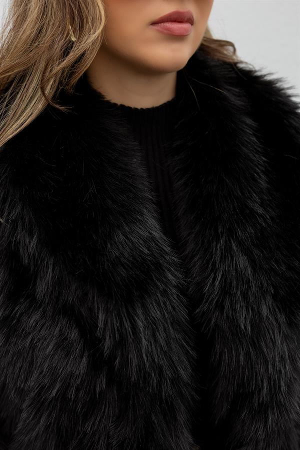 Şal Yaka Kürk - SİYAH