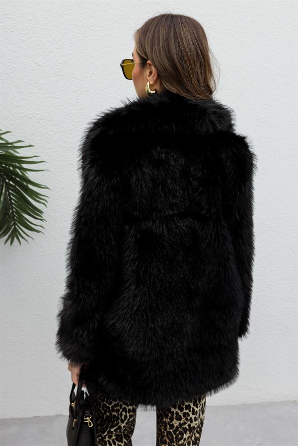 Şal Yaka Kürk - SİYAH