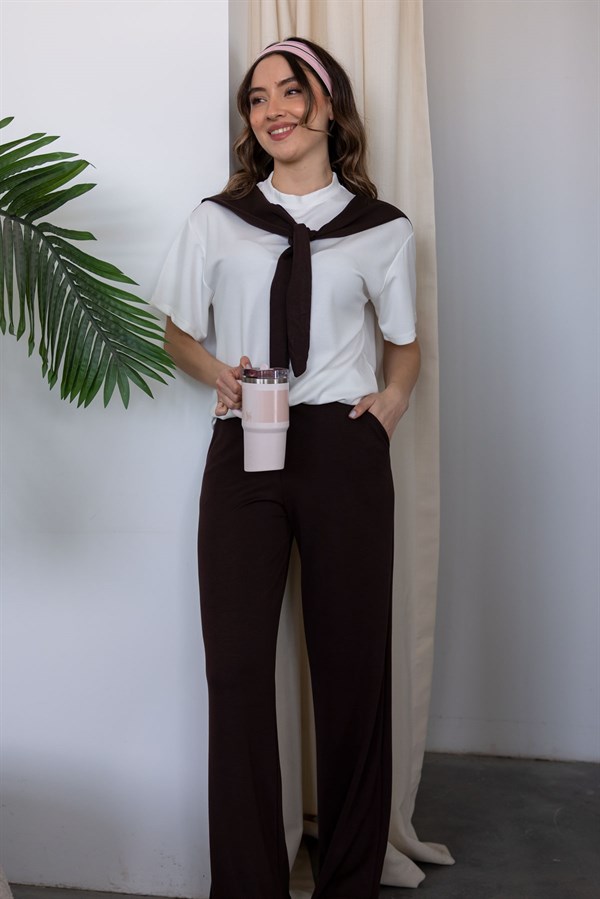 Şal Yaka Takım - KAHVERENGİ