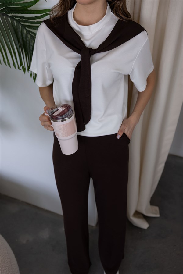 Şal Yaka Takım - KAHVERENGİ