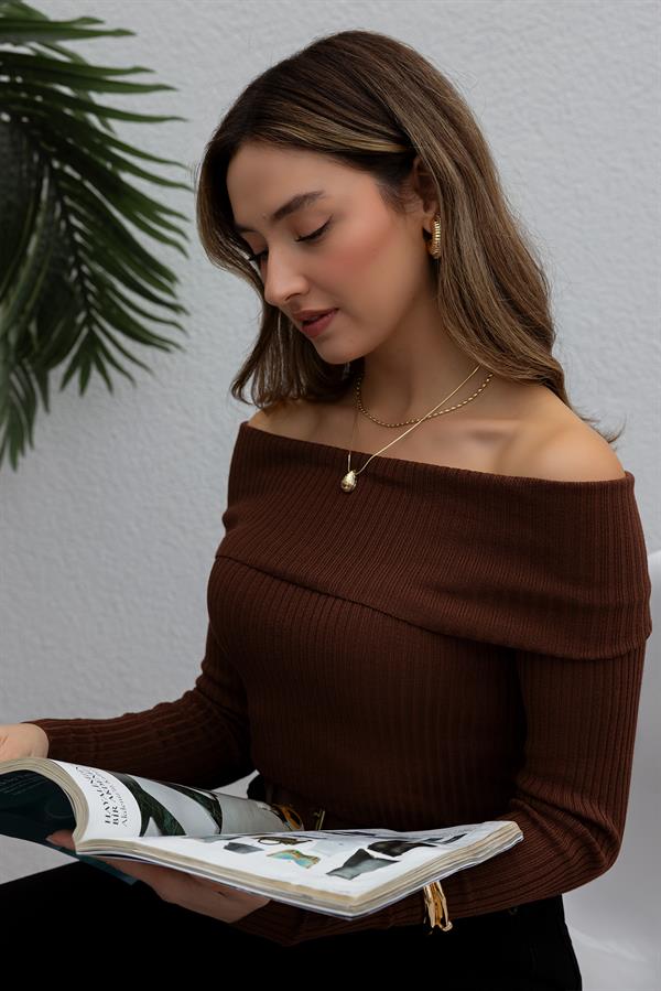 Şal Yaka Triko - KAHVERENGİ