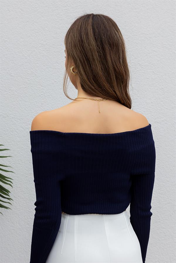 Şal Yaka Triko - LACİVERT