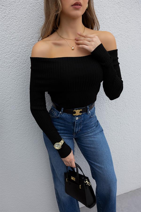 Şal Yaka Triko - SİYAH