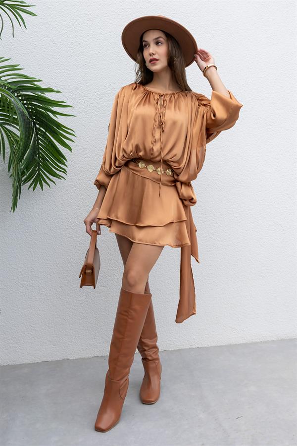 Saten Şortlu Elbise - SOMON