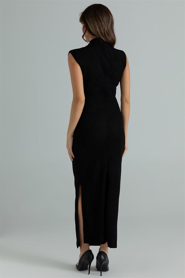 Glitter Ruched Dress - Red