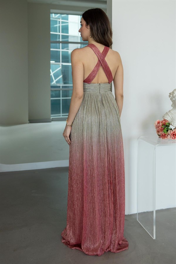 Sırt Çapraz Krinkıl Abiye - PEMBE
