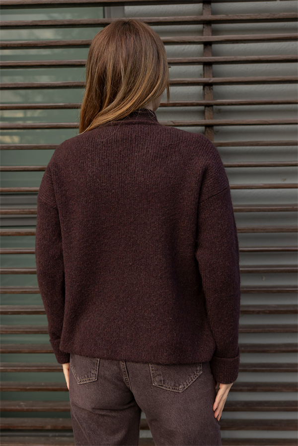 Taş Detay Premium Kazak - KAHVERENGİ