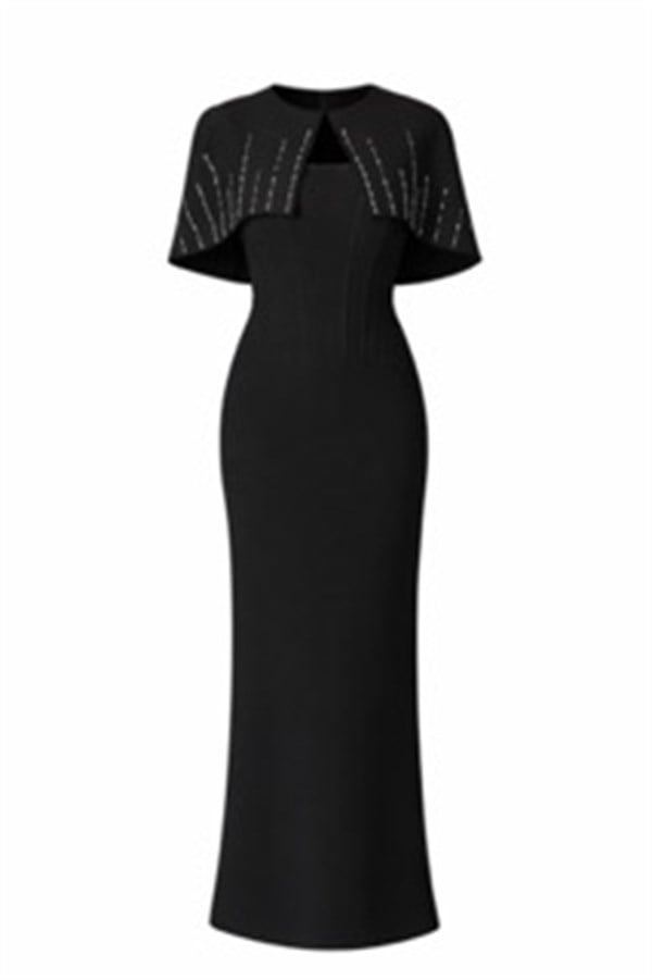 Taş İşlemeli Bolero Abiye - SİYAH