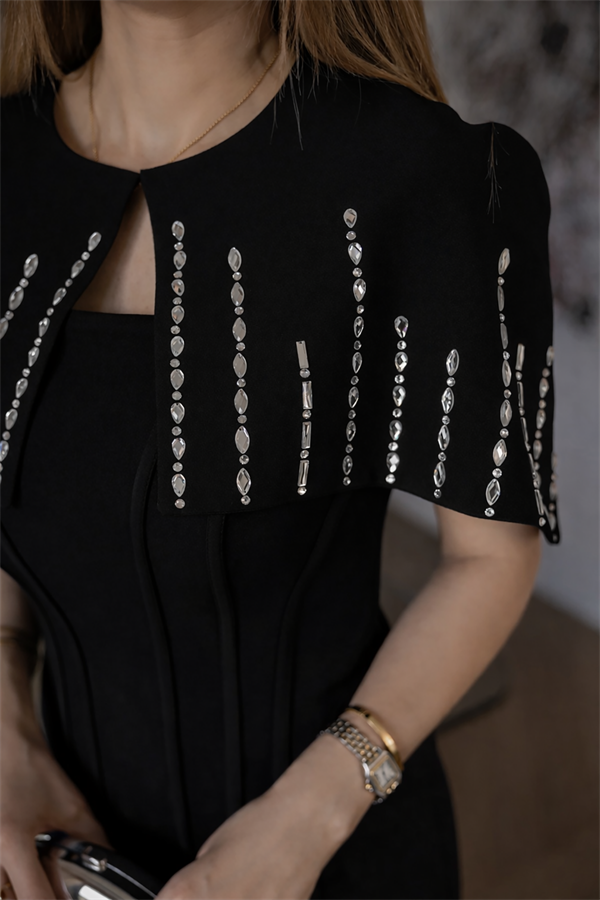 Taş İşlemeli Bolero Abiye - SİYAH