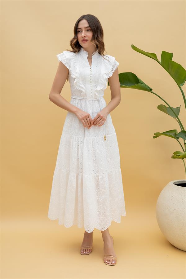 Tasarım Fisto Elbise - BEYAZ