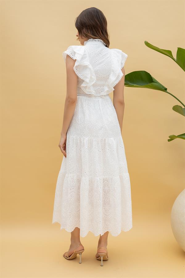 Tasarım Fisto Elbise - BEYAZ