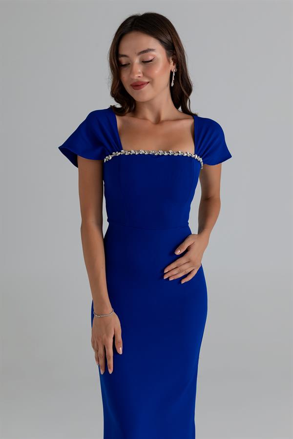 Taşlı Kalem Elbise - SAKS