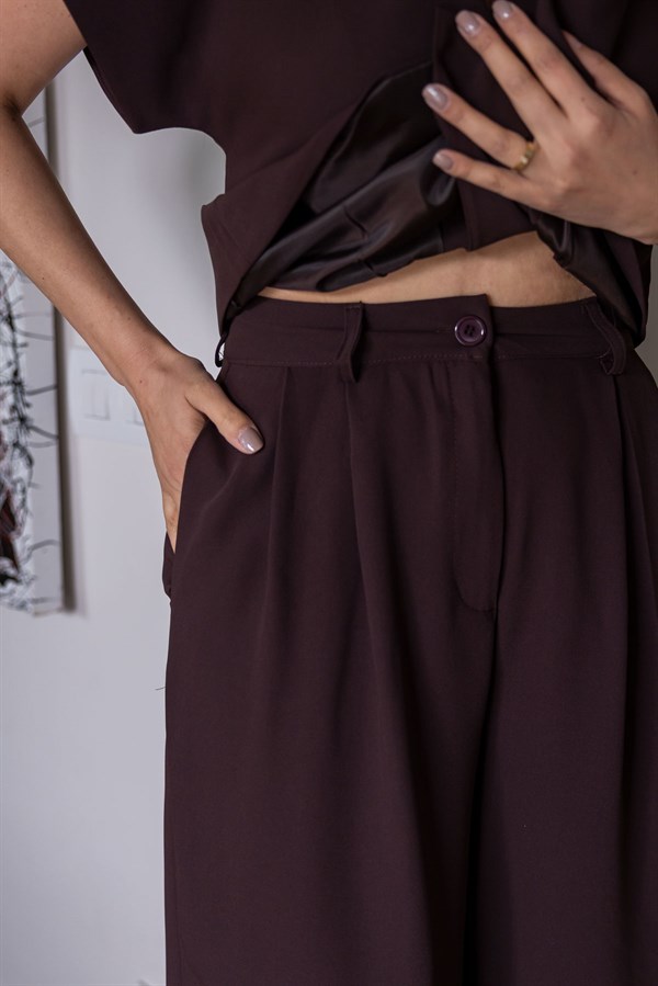 Tek Düğme Yelekli Takım - KAHVERENGİ