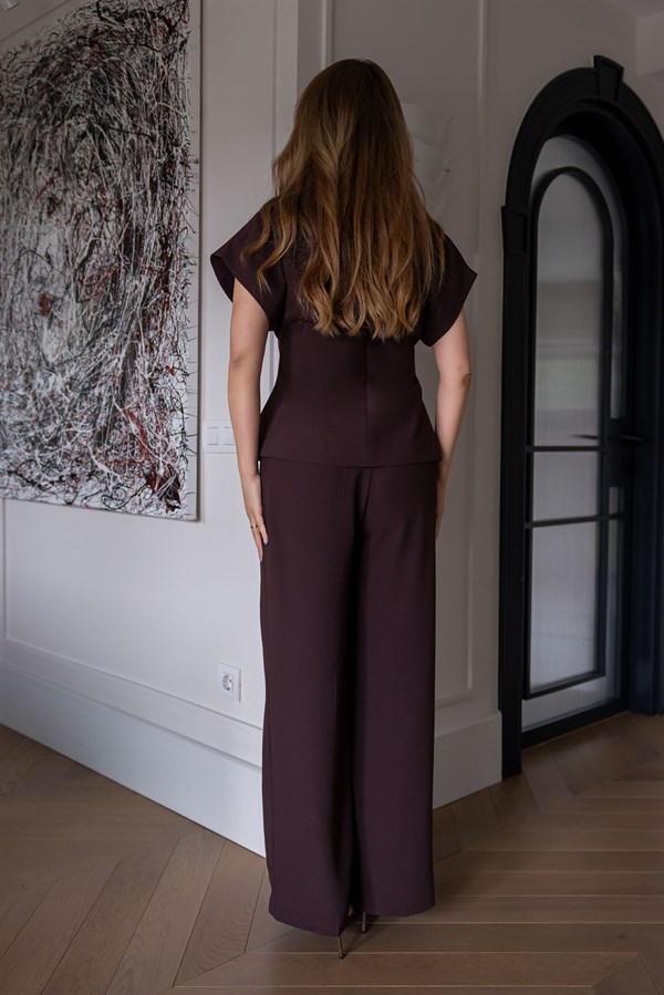 Tek Düğme Yelekli Takım - KAHVERENGİ