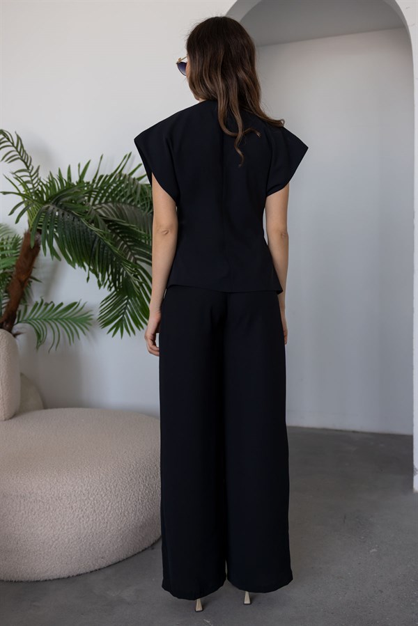 Tek Düğme Yelekli Takım - SİYAH