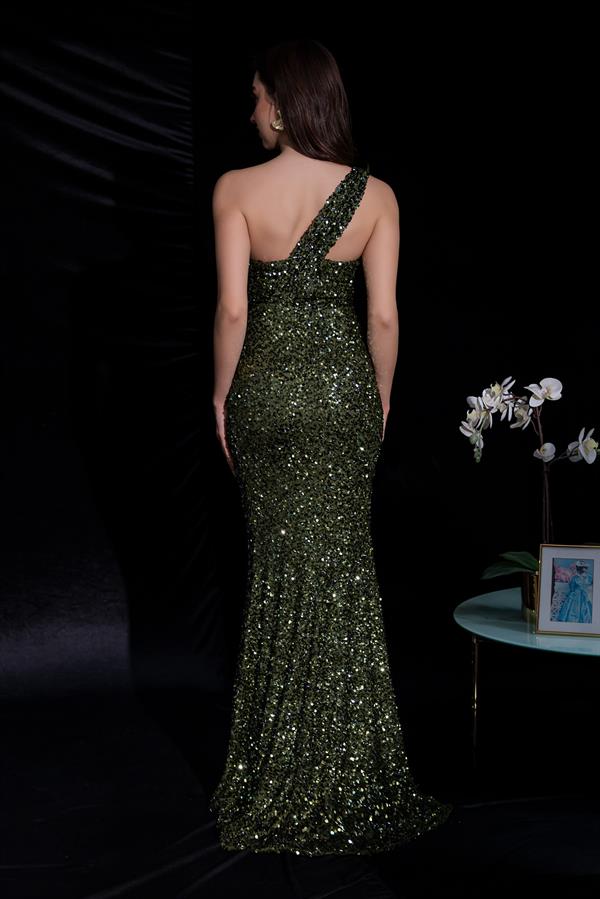 Tek Omuz Balık Abiye - HAKİ