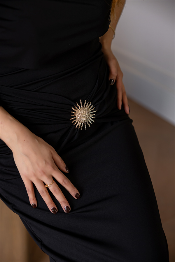 Tek Omuz Sandy Elbise - SİYAH