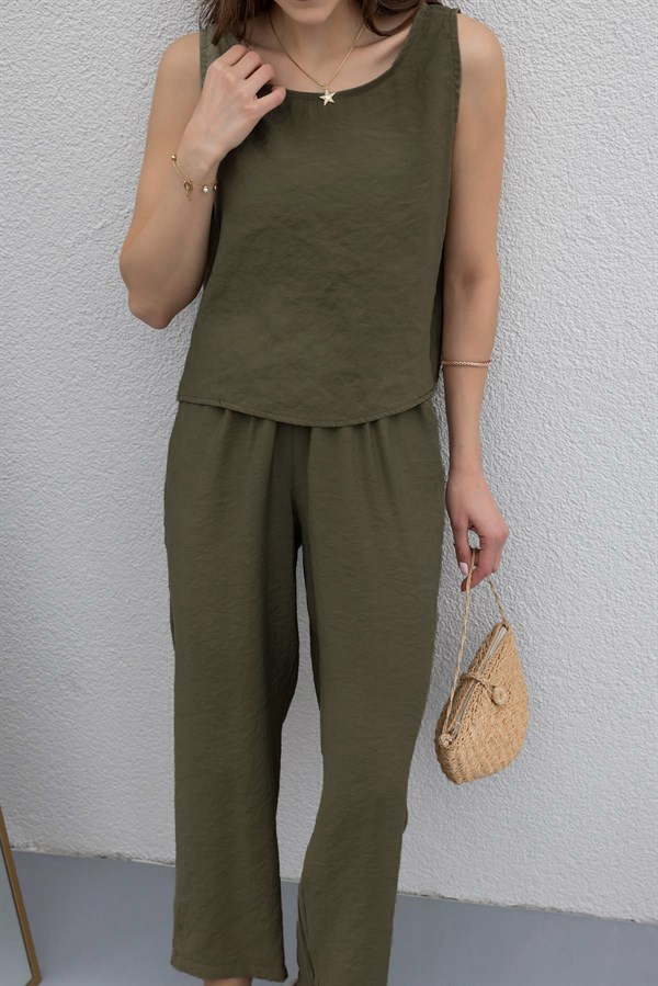 Tensel Bluz Pantolon Takım - HAKİ