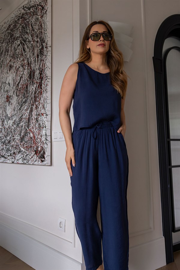 Tensel Bluz Pantolon Takım - LACİVERT