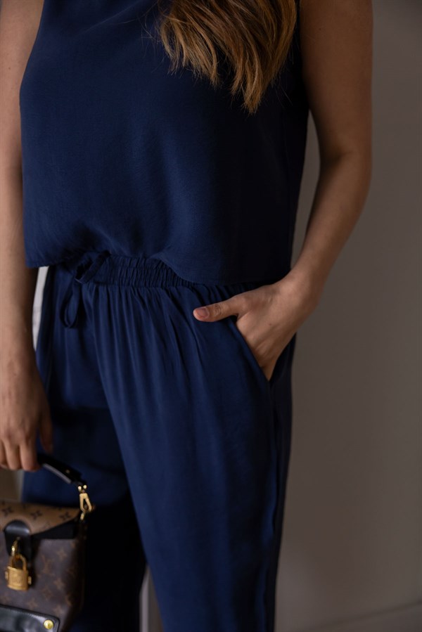 Tensel Bluz Pantolon Takım - LACİVERT