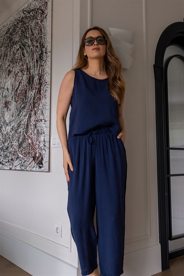 Tensel Bluz Pantolon Takım - LACİVERT
