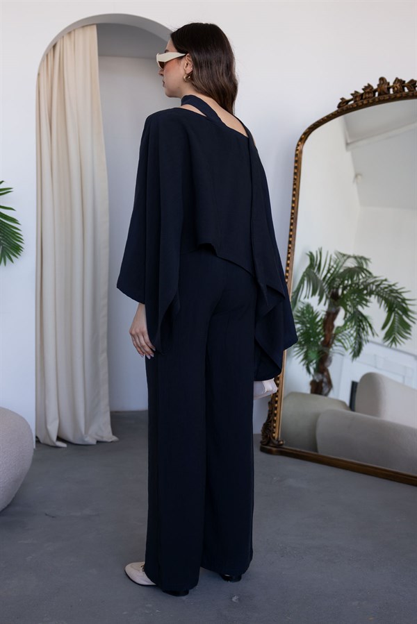 Tensel Pelerin Bluzlu Takım - SİYAH