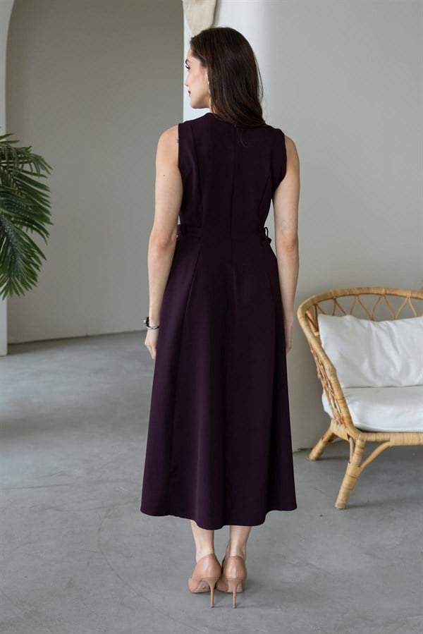 Toka Detaylı Elbise - MÜRDÜM