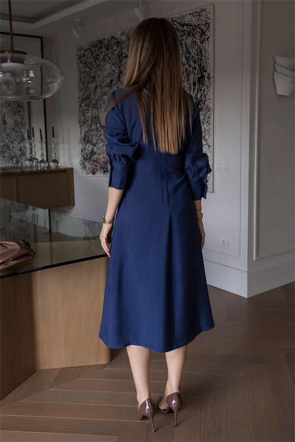 Tokalı Anvelop Elbise - LACİVERT