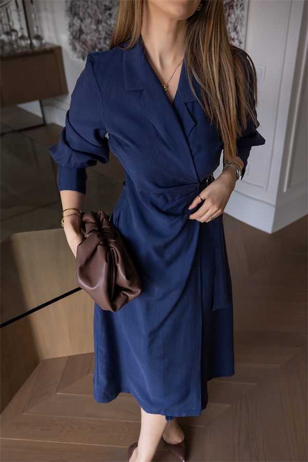 Tokalı Anvelop Elbise - LACİVERT