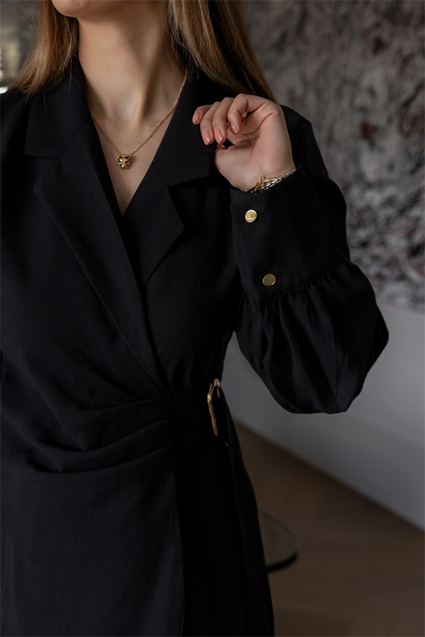 Tokalı Anvelop Elbise - SİYAH