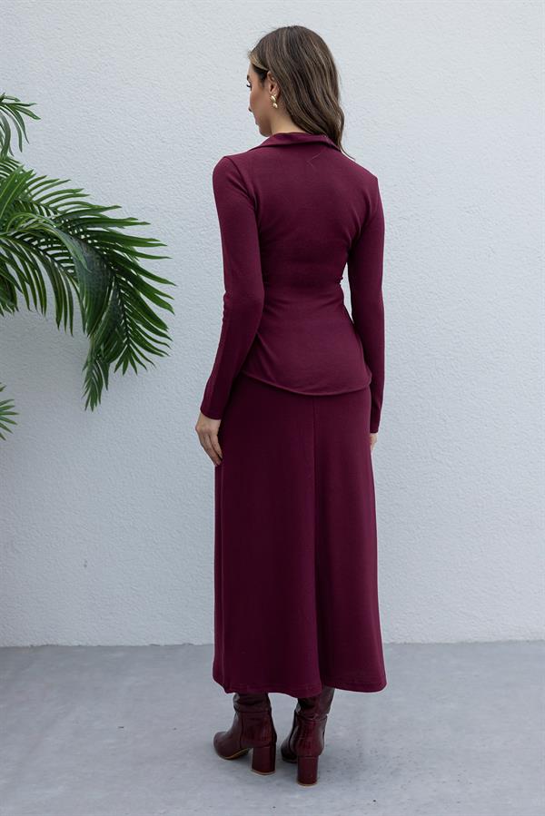 Tokalı Örme Takım - BORDO