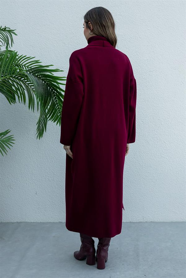 Triko Uzun Hırkalı Takım - BORDO