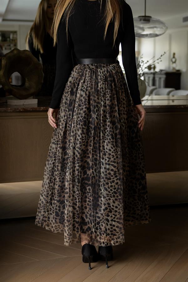 Uzun Leopar Etek - SİYAH