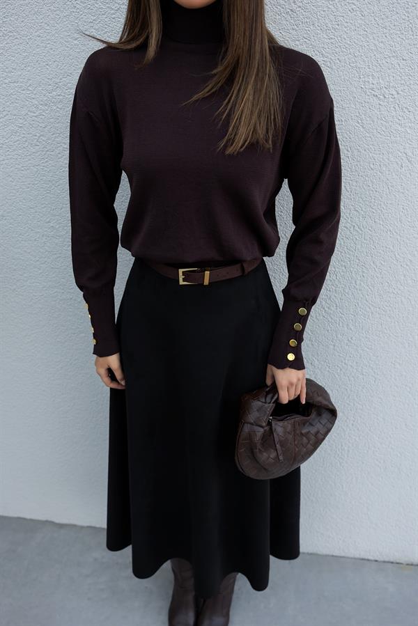 Uzun Süet Etek - SİYAH