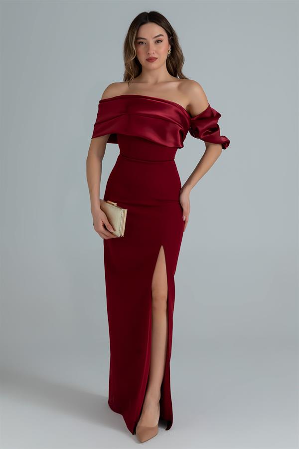 Uzun Tasarım Abiye - BORDO