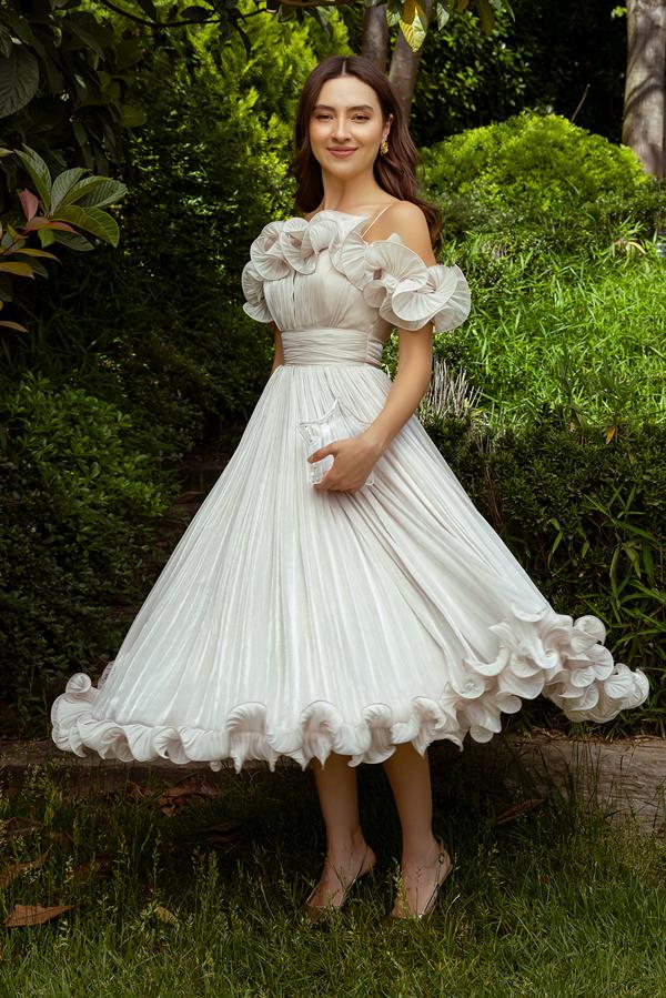 Volanlı Krinkıl Abiye - BEJ