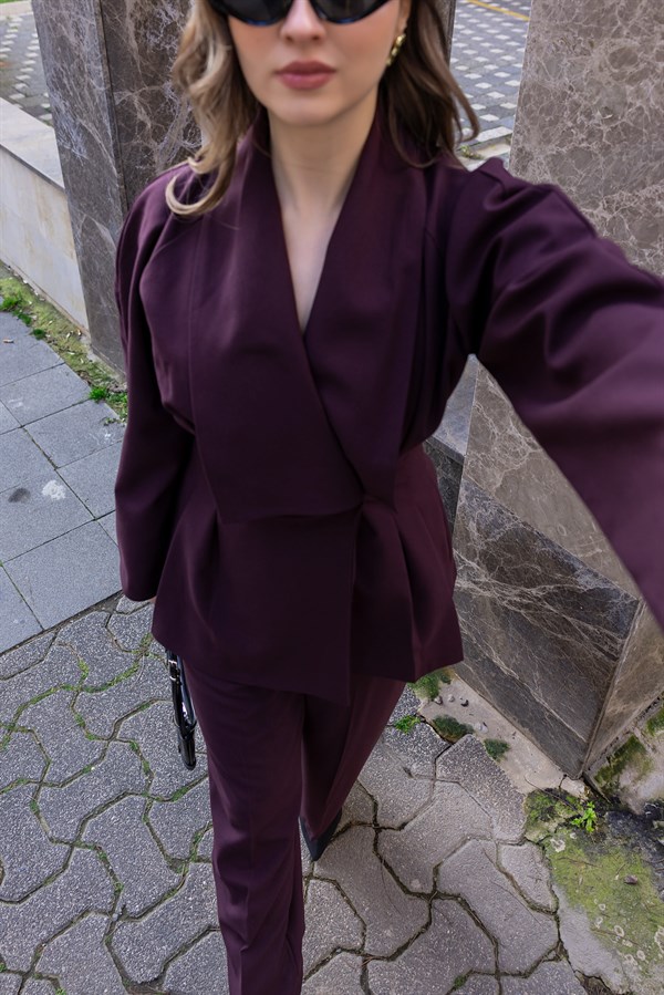 Yaka Detaylı Takım - BORDO