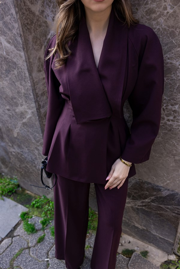 Yaka Detaylı Takım - BORDO