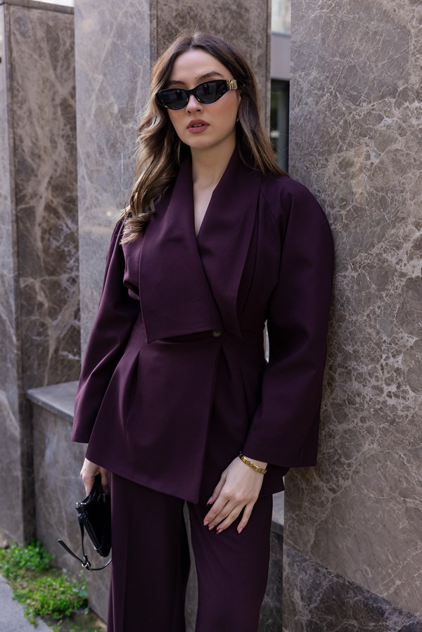 Yaka Detaylı Takım - BORDO