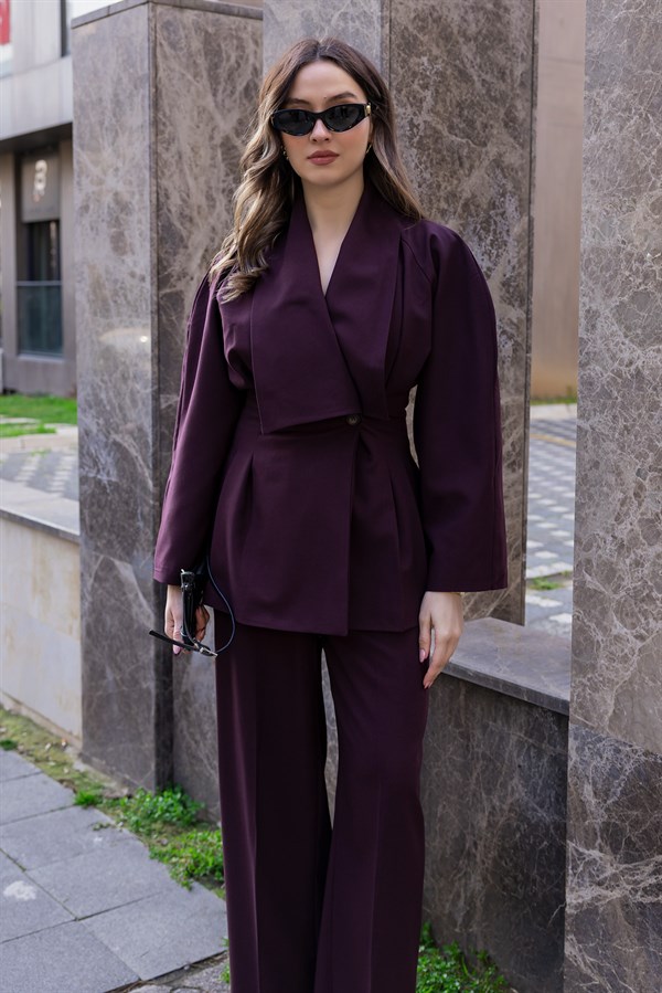 Yaka Detaylı Takım - BORDO