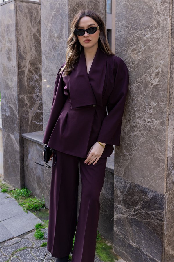 Yaka Detaylı Takım - BORDO