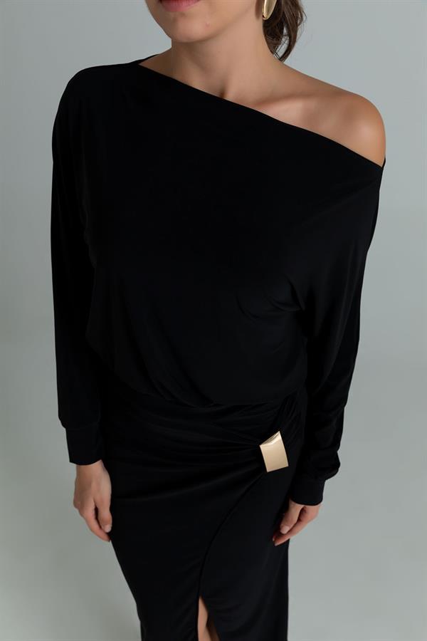 Yarasa Kol Sandy Elbise - SİYAH