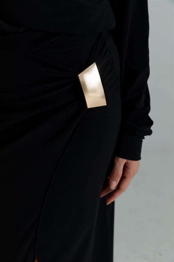 Yarasa Kol Sandy Elbise - SİYAH