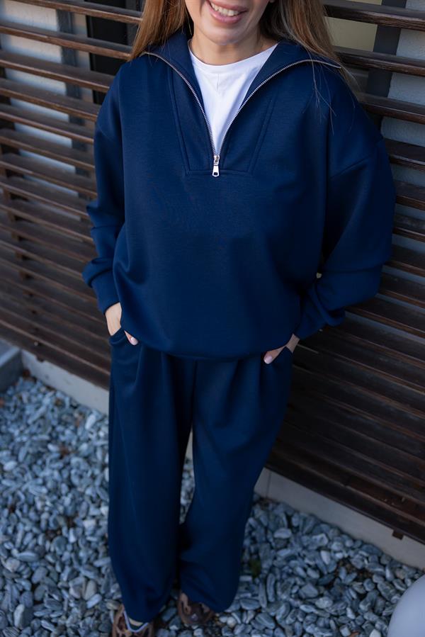 Yarım Fermuarlı İkili Takım - LACİVERT