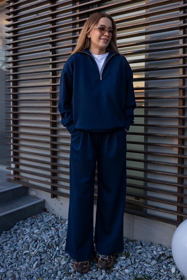 Yarım Fermuarlı İkili Takım - LACİVERT