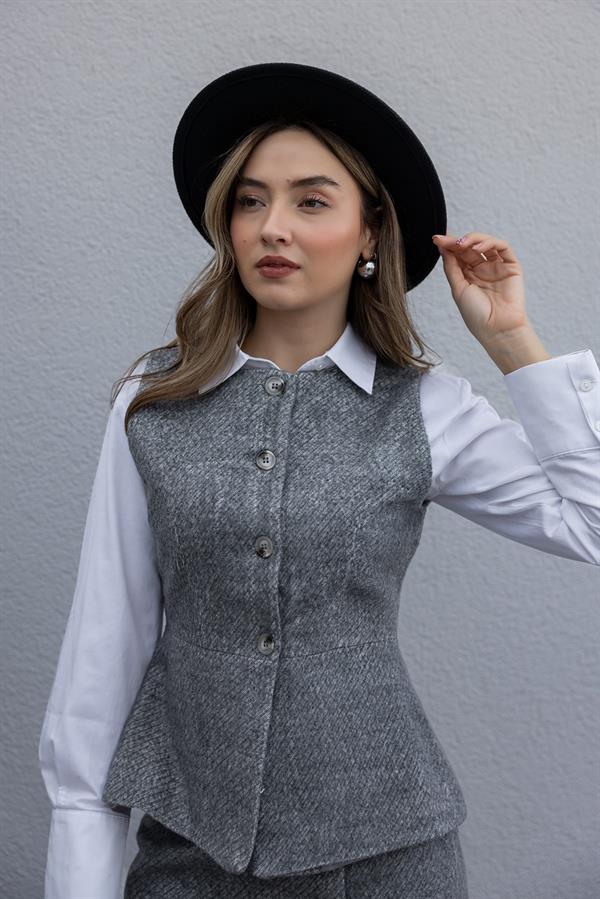 Yelekli Buklet Takım - GRİ